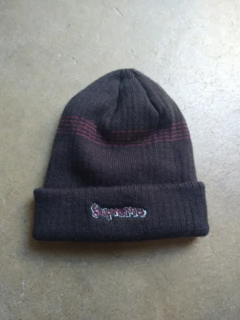 Supreme Gonz Logo Beanie Black FW19 Acrylic Knit Hat Cap Striped