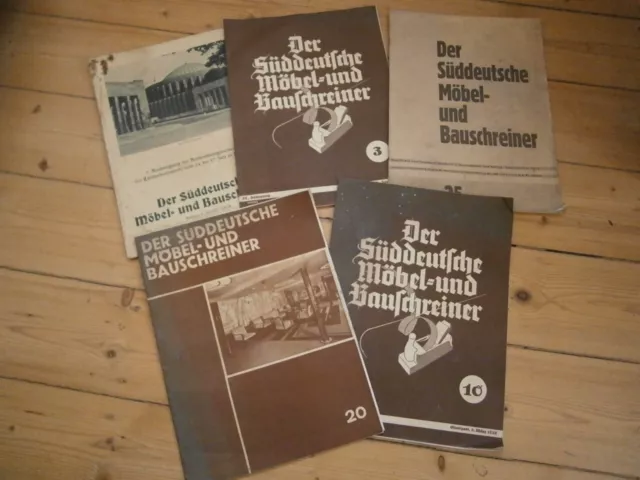 5 Hefte der Zeitschrift "Der Süddeutsche Möbel- und Bauschreiner" Antik 1933-37