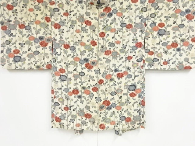 46825# Japanese Kimono / Antique Haori / Kinsha / Kiku