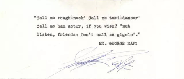 Signed Note by George Raft - Autographs of Famous People - Autographs of Famous