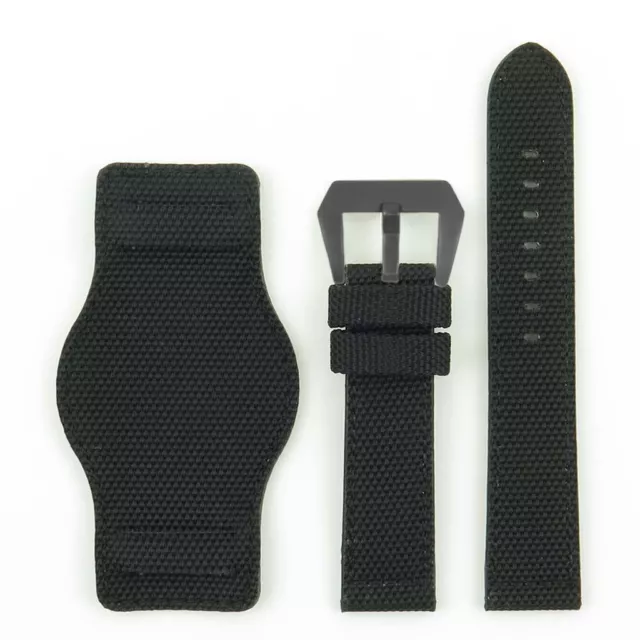 DASSARI Black Trooper Nylon Military Watch Band Strap w Matte Black Pre-V-Buckle