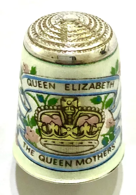 Vintage Sterling Silver Thimble James Swann Queen Mother’s Birthday 1985 Crown