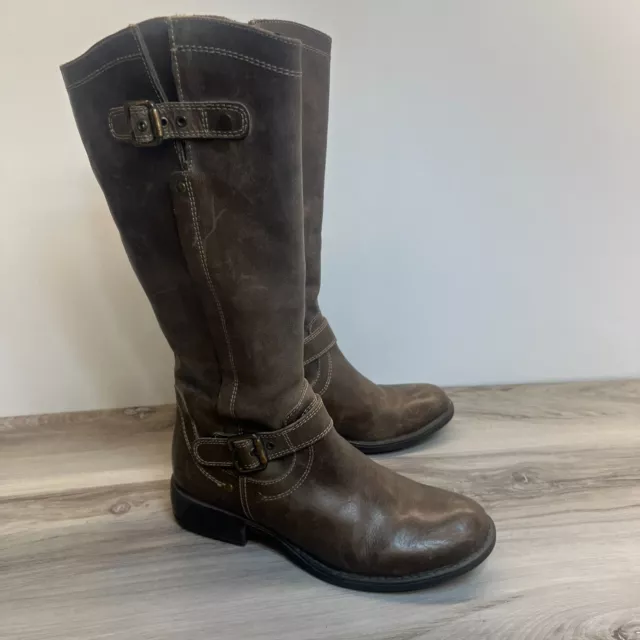 Eric Michael Knee High Riding Boots Brown Leather Womens Size 39