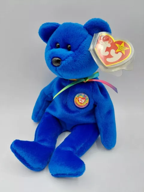 Ty Beanie Babies Clubby Bear Royal Blue 1998 New With Tags And Plastic Protector