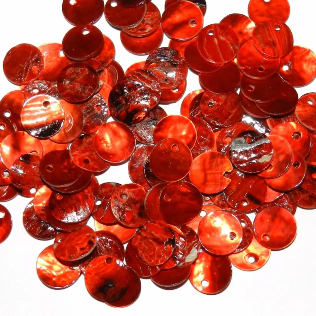 S125 Red 10mm Round Top-Drilled Coin Drop Mussel Shell Gemstone Beads 100pc