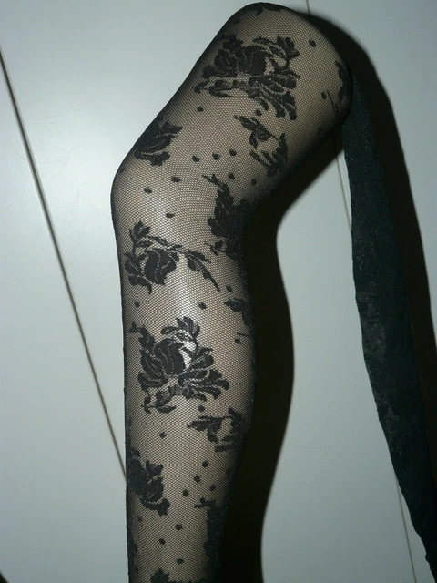 Lot De 2 Collants Noirs Clio Motifs Cœurs Et Pois - Taille 3/4 - Neuf Avec étiquettes