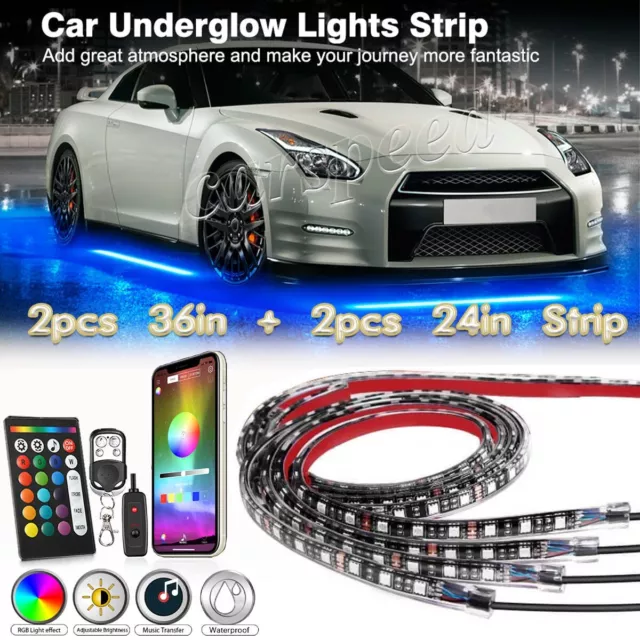 Full Color LED Light Under Car Underglow Underbody Neon Strip Bar APP + Control