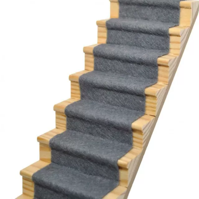 Poupées Maison Ardoise Gris Laine Mélange Escalier Tapis Coureur Auto-Adhésif 1