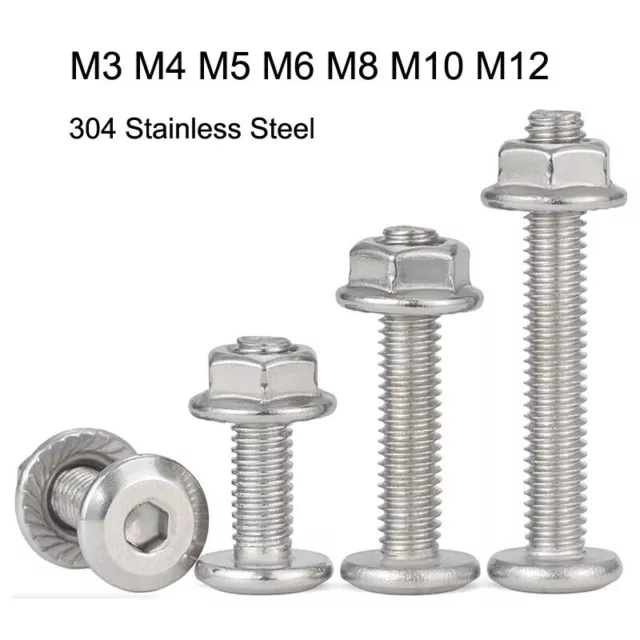 M3 M4 M5 M6 M8 M10 M12 Zylinderkopfschrauben+Muttern mit Fase 304 Edelstahl