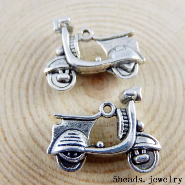 16 Stück Antike Silber Legierung Sehrklein Mini Motorrad Anhänger Handwerk 50896