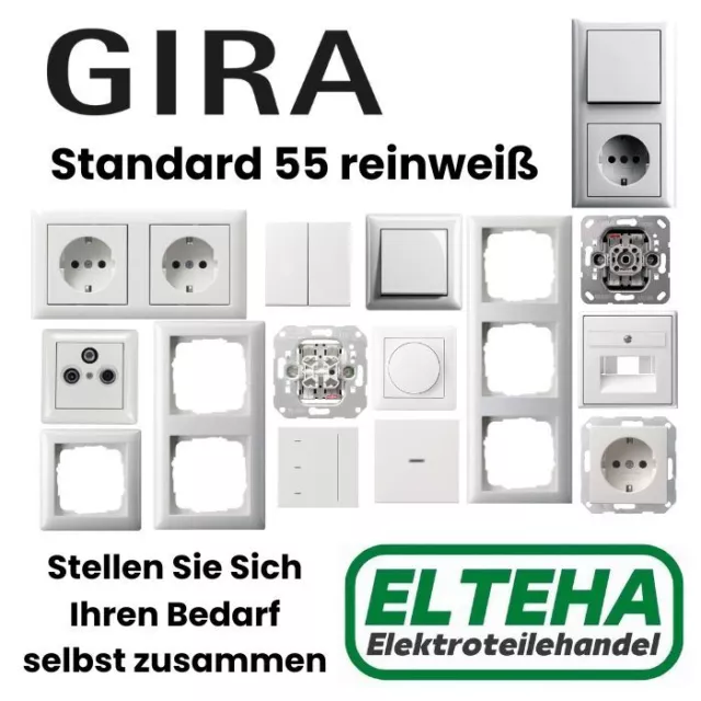 GIRA Standard 55 reinweiß Schalter Steckdose Rahmen Wippe Dimmer Auswahl