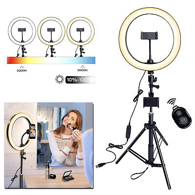 "Lámpara de anillo regulable LED de 10" luz de anillo maquillaje selfie luz de estudio en vivo con trípode #