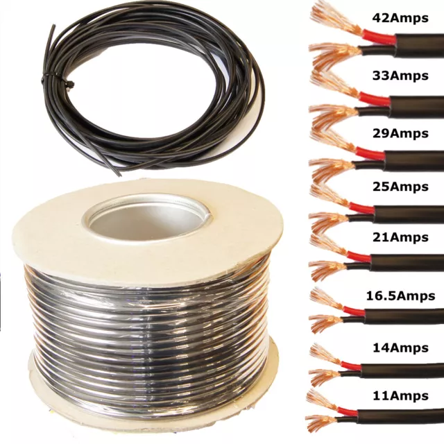 2 Core Flat Twin Cable 12V 24V Thin Wall Wire Stranded - 11A 14A 16.5A 21A 42A