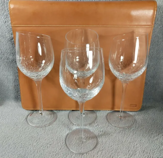 pier 1 Crackle Wine Glass Light brown with Clear Top