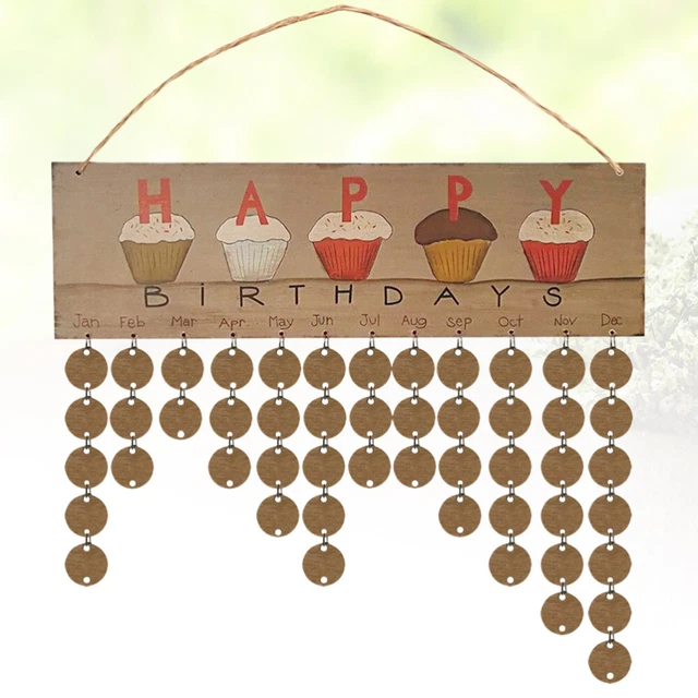 Calendrier Anniversaire En Bois – Tenture Murale Famille & Amis Avec 100 Tags Personnalisables