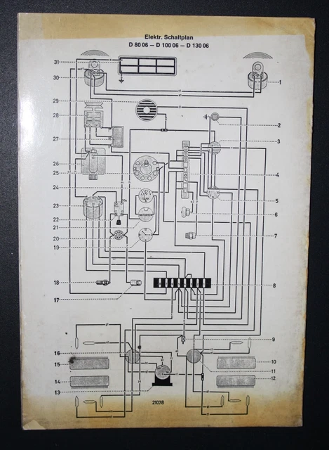 LANDWIRTSCHAFT - DEUTZ / Traktor : Elektr. Schaltplan D 8006 - D 10006