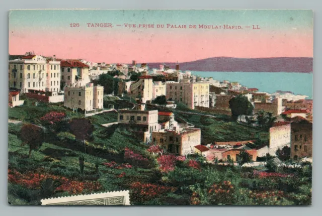 Moulay Hafid Palace View TANGIERS TANGER Morocco Antique CPA Postcard NYC Stamp