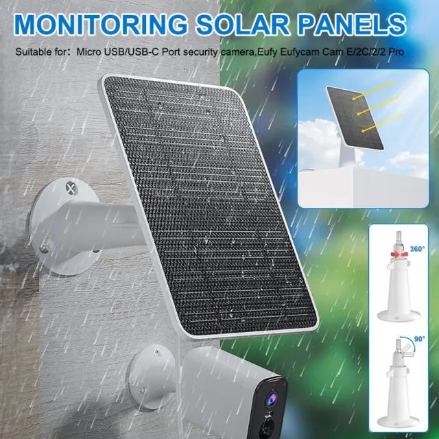 10W Solar Panel for Micro USB/USB-C Port Security Camera Charger Waterproof Au