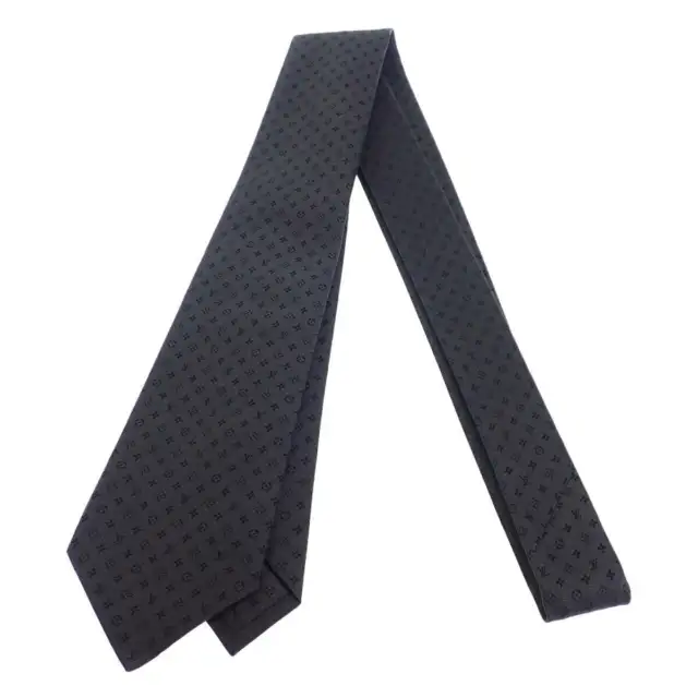 Louis Vuitton Neo Monogram Missim Necktie M75989 Silk Black Suit Accessory Used