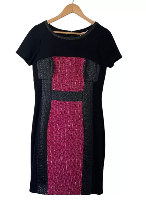 Yoana Baraschi Pink Black Sheath Cocktail Dress Size 6 90s Y2k Barbie Girly LBD