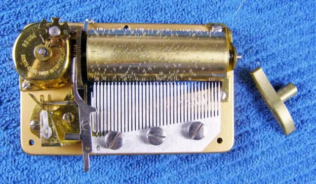 New Unused Reuge 36 Note 2 Song Music Box Movement - With Key New Unused Reuge 36 Note 2 Song Music Box Movement - With Key