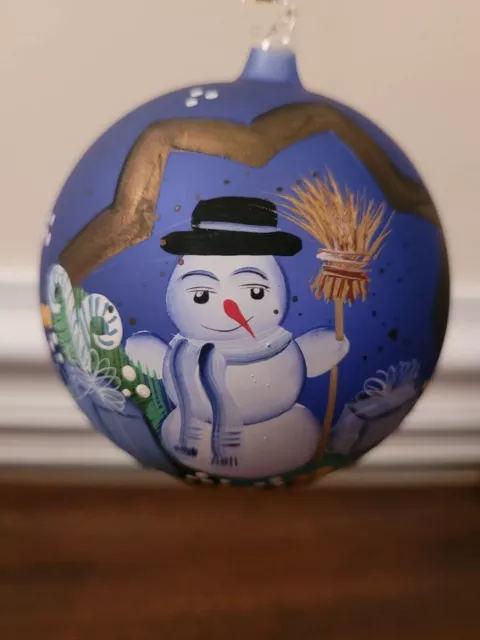 Austria Hand Painted Snowman Christmas Ornament