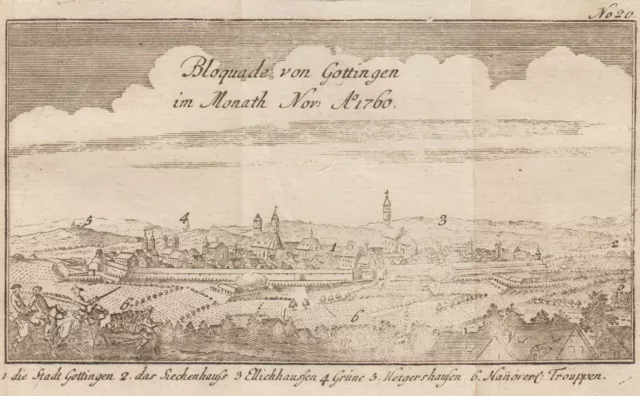 Göttingen Gesamtansicht Original Kupferstich Raspe Ben Joachai 1761