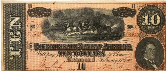 1864 Series Ten Dollar CSA Banknote $10 Bank of Richmond
