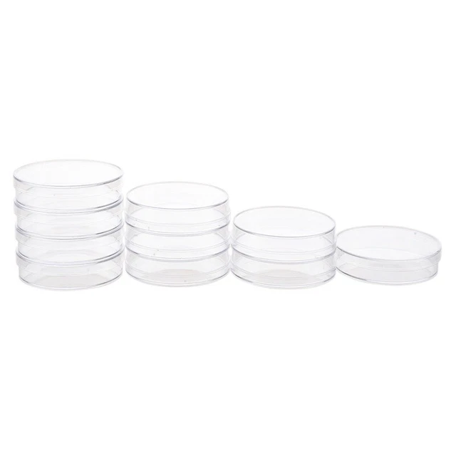 10Pcs Sterile Dishes w/Lids for Lab Plate Bacterial 55mm x 15mm G3L2