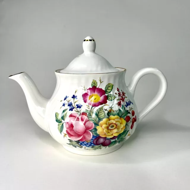 Arthur Wood & Son Staffordshire England - Floral Gold Trim Teapot #6752