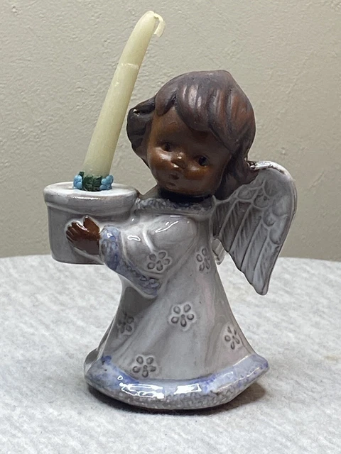 Brown Clay Girl Figurine Pottery Angel Wings Cherub Robe Brown/red Clay Vintage