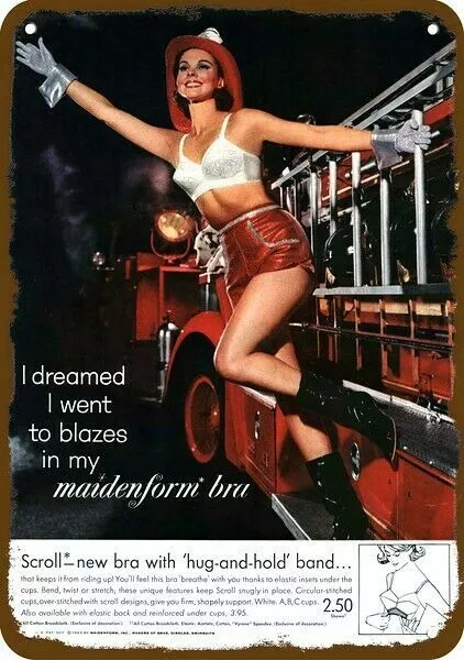 1963 SEXY WOMAN Firefighter MAIDENFORM BRA VinLook DECORATIVE REPLICA METAL  SIGN $24.99 - PicClick