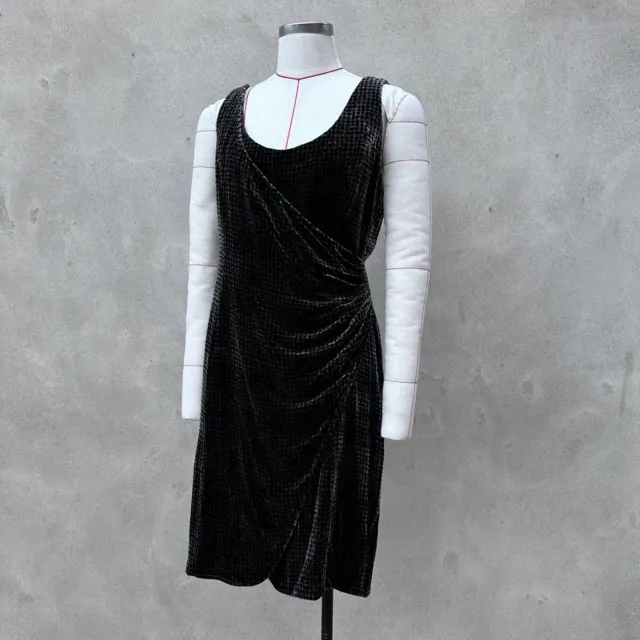 Vintage Mani Giorgio Armani Kleid Größe UK 12 schwarz grau 90er Jahre Seide Cocktail Party