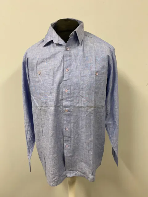 Vintage Blue Rock Men's Long Sleeve Shirt Size M Casual Shirt Classic Fit 12777