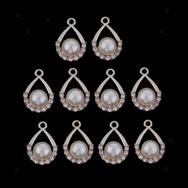 10pcs Tropfen Perle Strass Anhänger Charms Für DIY Halskette Schmuck