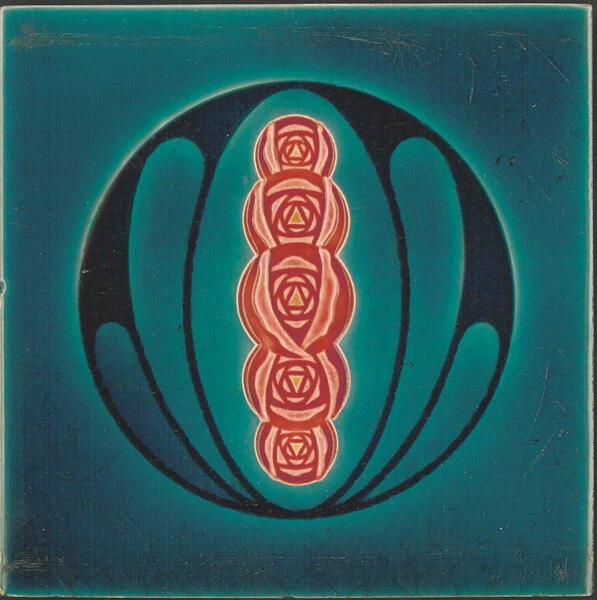 German Art Nouveau Vintage Ceramic Tile Rare Reproduction Majolica European