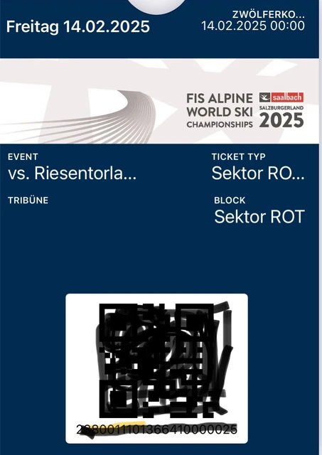 TICKETS SKI WM 2025 in Saalbach Hinterglemm, Riesenslalom der Herren am