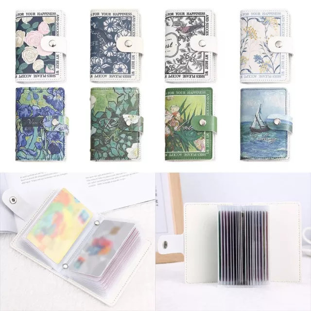 Pu Leather Credit Card Holder Oil Painting Bus Card Storage Case  Men/Women