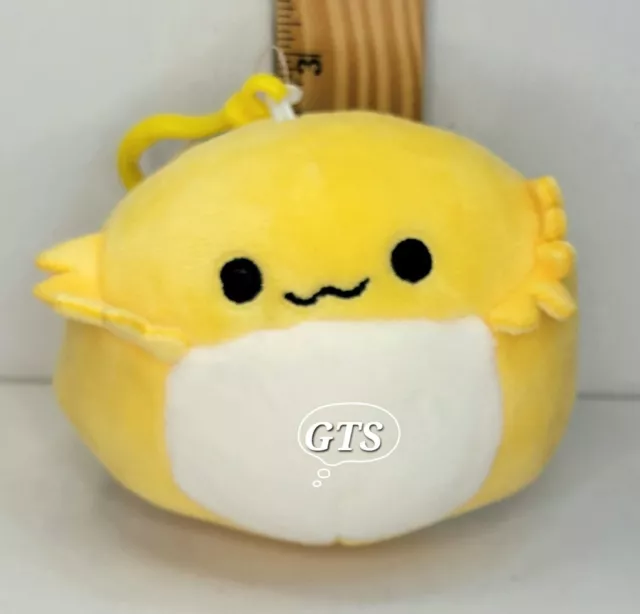 Squishmallow 3.5" Bertwin Bearded Dragon Soft Yellow Pet Plush Clip BNWT