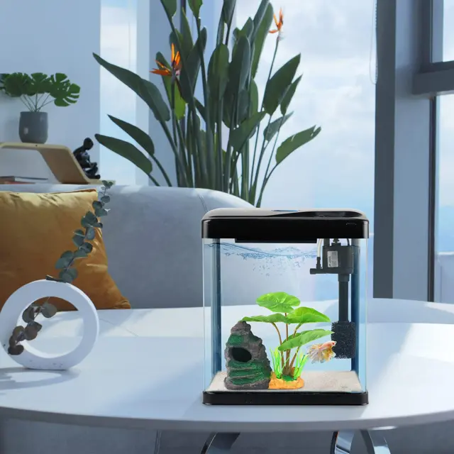 Betta Fish Tank Self Cleaning Glass 2 Gallon Small Nano Aquarium Starter Kits De 4