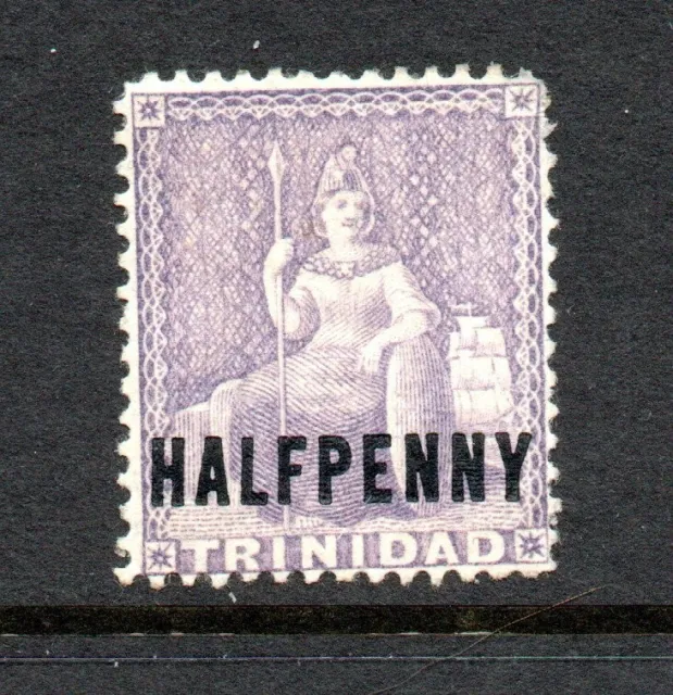 Trinidad,  "HALFPENNY" on (1/2d) lilac,   SG 98,   MLH,  1879