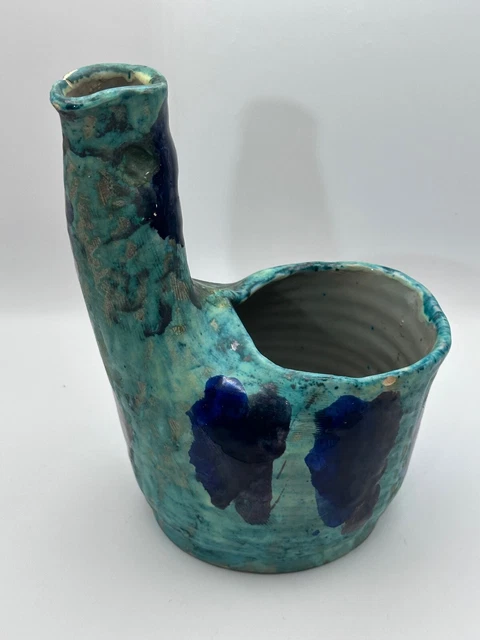Vintage Signed Mid Century Modern Italian Pottery Vase Urbino Italy A Tombari