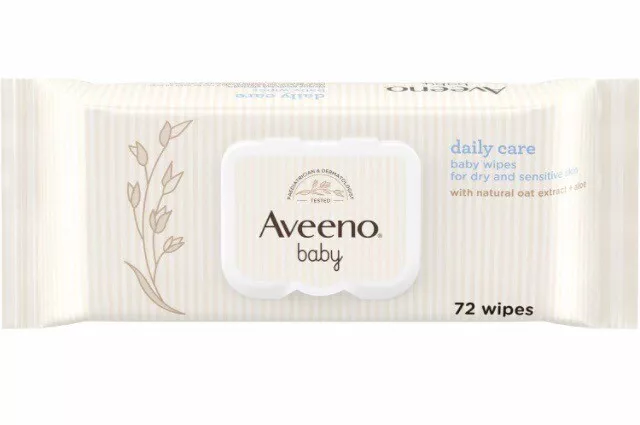 Aveeno Baby Daily Care 72 Baby Wipes For Dry & Sensitive Skin Oat Extract & Aloe