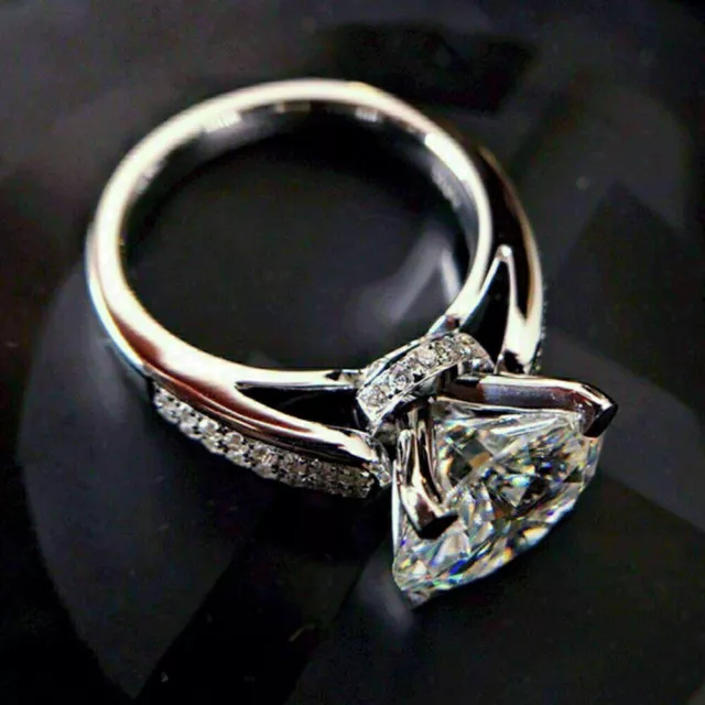 Women's 3 Ct Lab-Created Diamond Engagement Ring Real 925 Sterling Silver Size 6