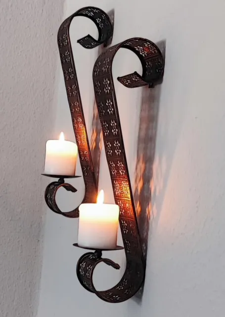 2Er Set Metall Wand Kerzen Halter Ständer Teelichthalter Wandleuchter Kerze Deko