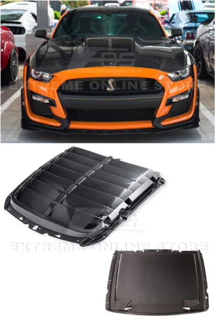 For 2020-Up Ford Mustang GT500 | CARBON FIBER Front Hood Vent & Rain Tray Cover