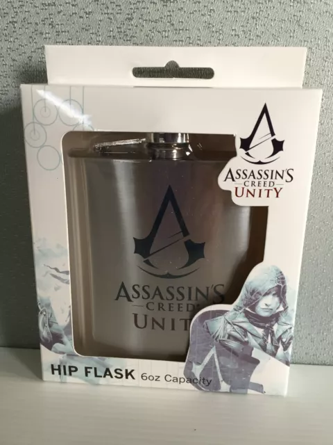 BNIB Genuine Assassins Creed Merchandise Boxed Stainless Steel Hip Flask 6oz