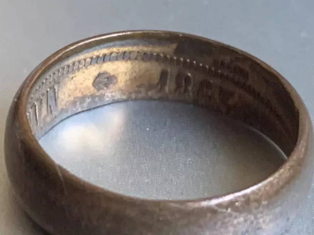 Rare Antique French Bronze Ring - Napoleon III Empereur 1863 engraved inside 3