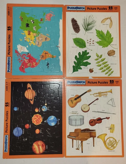 PUZZLE PATCH TRAY Lot Leaves Planets Instruments Map Age 3-7 $29.99