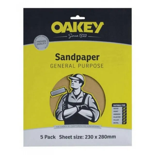 Oakey General Purpose Glasspaper - Medium (Pack Of 5) (ST6124)